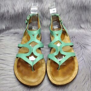 Gentle Souls Upon A Star Teal Leather Strappy  Gladiator Flat Sandals Size 7.5